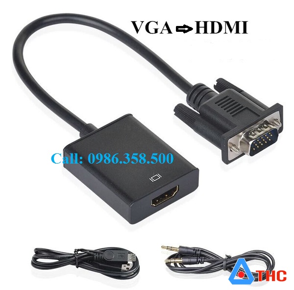 Dây cáp chuyển đổi VGA sang HDMI có kết nối âm thanh cao cấp chính hãng 